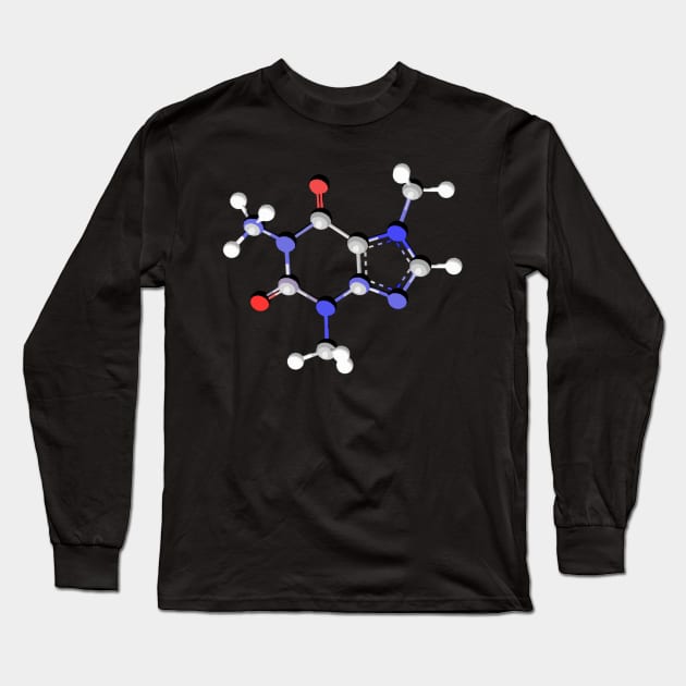 Caffeine Molecule Long Sleeve T-Shirt by ChemECool